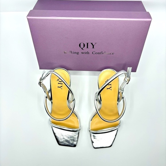 Womens Strappy Sandals Open Toe Ankle Strap Heeled Sandals High Heels Size 7 - Picture 9 of 11